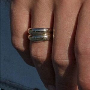 Kinn Studio, Modern 14k Gold “Dare To Love” Double Dome Rings